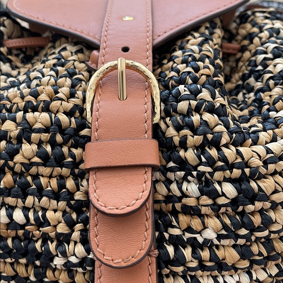 ULLA JOHNSON Paloma Ruched Straw Crossbody Bag Noir Melange - Picture 2 of 8